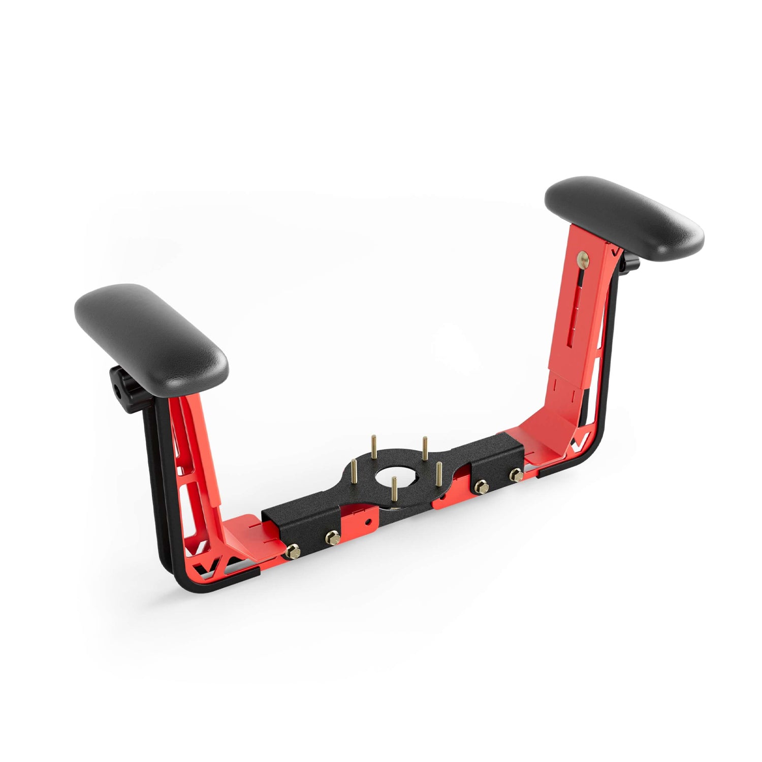 vyper red adjustable armrest with black cushions on a white background