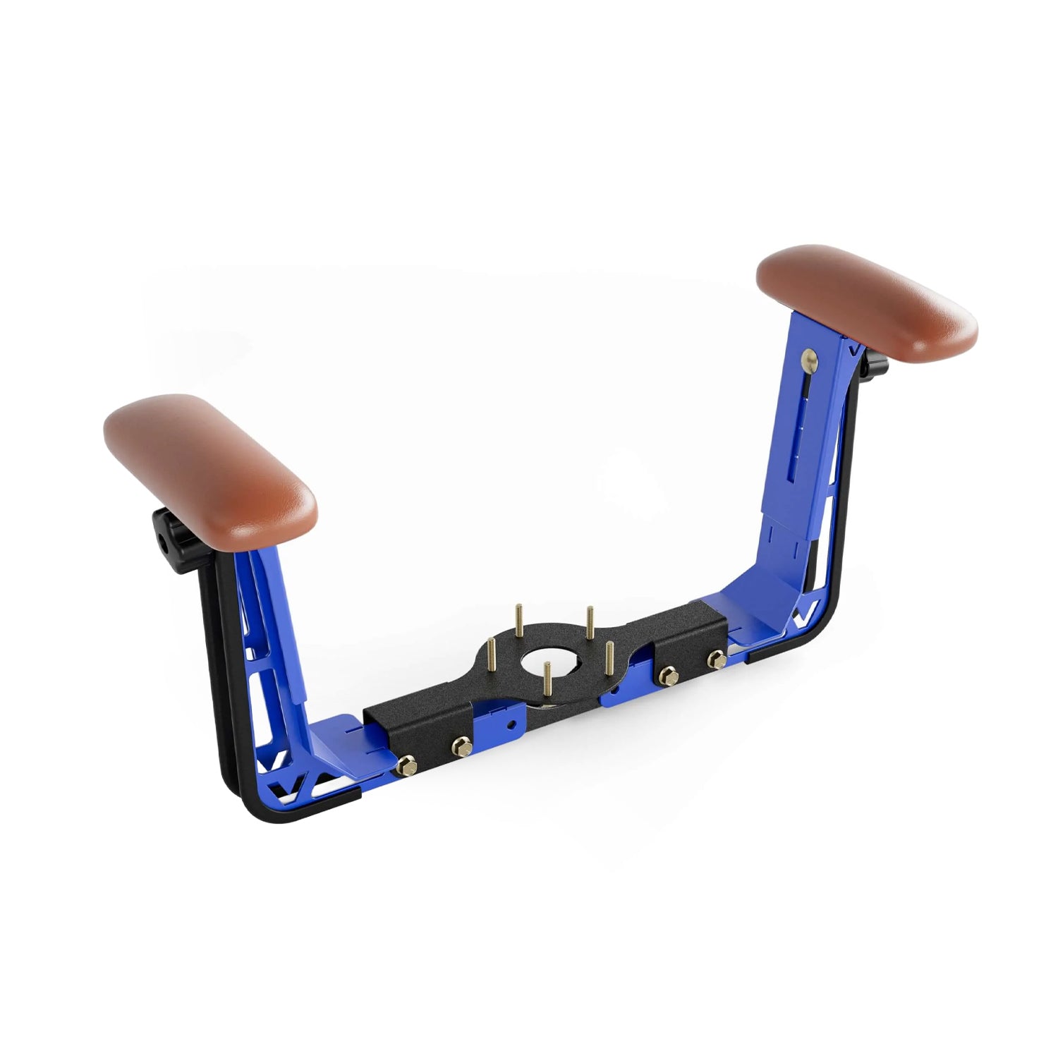 vyper blue adjustable armrest with brown cushions on a white background