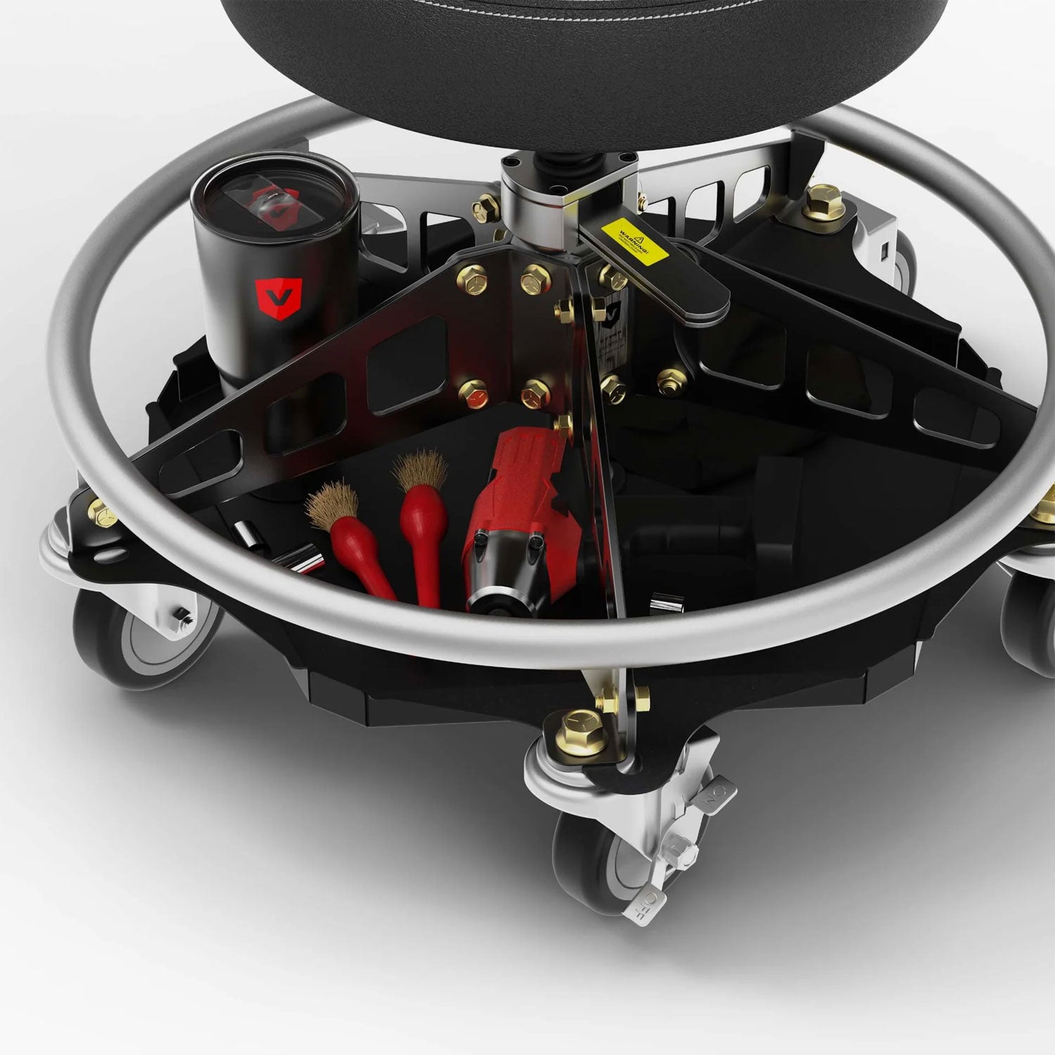 vyper chair tool catch tray attachment in a photo booth setting