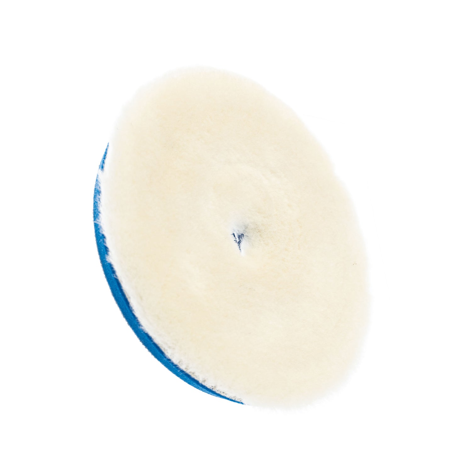5 inch White Uro-Wool pads with beveled edge on a white background