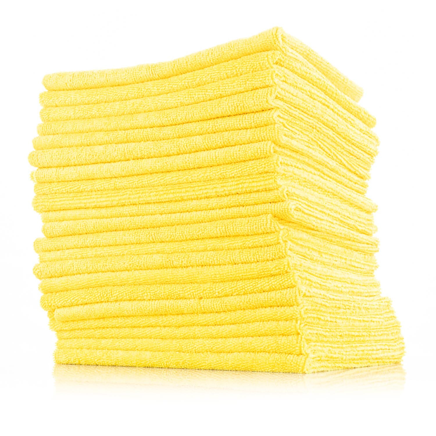12x12 Microfiber Towel Mesh 320gsm Yellow with Black Stitch Edge