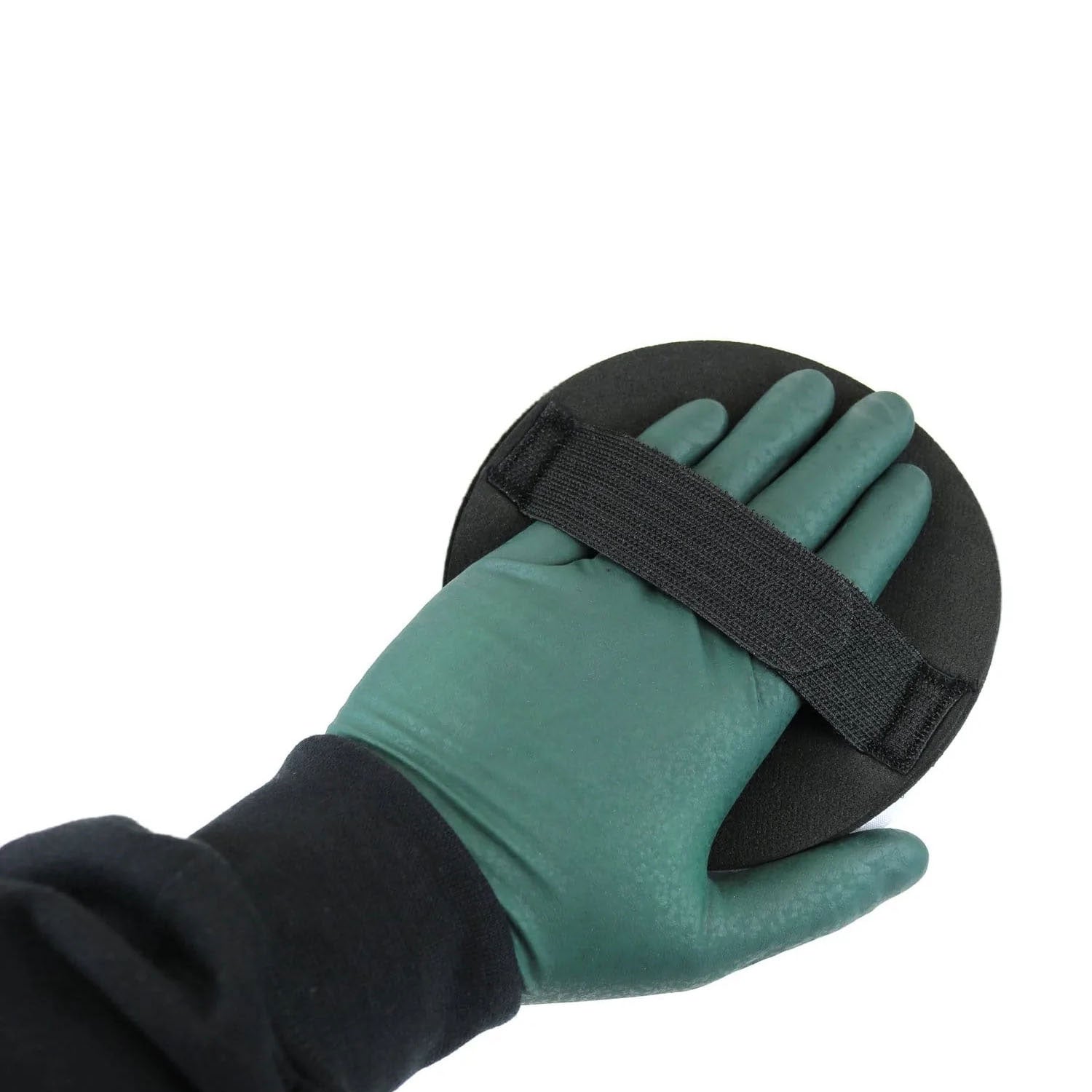 clay-disc-with-velcro-strap-on-hand